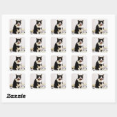 Tuxedo kat steekt uit haar tong vierkante sticker (Vel)