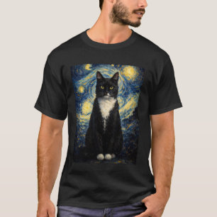 Tuxedo Kat Sterrennacht Van Gogh Geïnspireerde Sch T-shirt