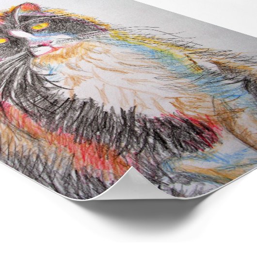 Tuxedo kat Tekening Kunstkattenkatten Poster (Hoek)