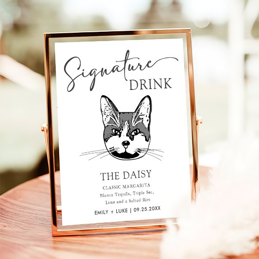 Tuxedo Kat Trouwhandtekening Drink Teken Poster