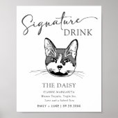 Tuxedo Kat Trouwhandtekening Drink Teken Poster (Voorkant)