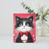 Tuxedo Kat Valentijn Feestdagenkaart (Staand voorkant)