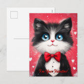 Tuxedo Kat Valentijn Feestdagenkaart (Voorkant / Achterkant)