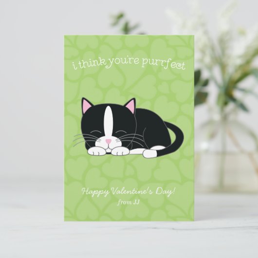 Tuxedo kat Valentijnse  Kaart (Staand voorkant)