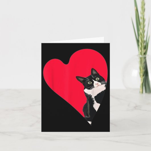 Tuxedo Kat Valentijnshart Voor Kitten En Dier L Kaart (Voorkant)