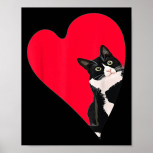 Tuxedo Kat Valentijnshart Voor Kitten En Dier L Poster