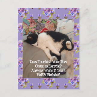 Tuxedo Kat Verjaardag Aanrakende Tenen Ansichtkaar Briefkaart