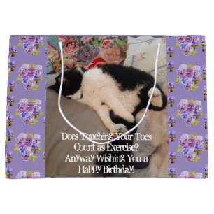 Tuxedo Kat Verjaardag Aanrakende Tenen Ansichtkaar Groot Cadeauzakje