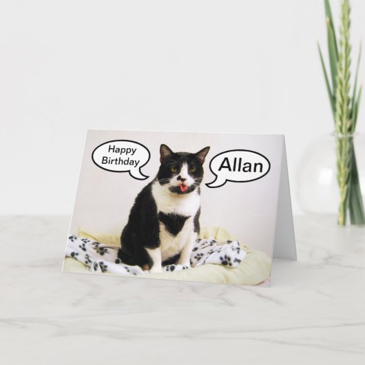 Tuxedo Kat Verjaardag Allan Humor Kaart (Voorkant)