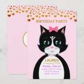 Tuxedo Kat Verjaardagsfeest Uitnodiging (Voorkant / Achterkant)