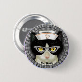 Tuxedo Kat Verpleegster speld Ronde Button 5,7 Cm (Voorkant /achterkant)