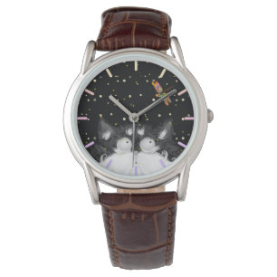 Tuxedo-kat verrast door Dragonfly  Horloge