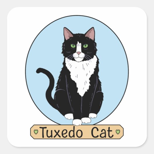 Tuxedo Kat Vierkante Sticker (Voorkant)