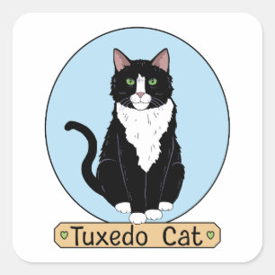 Tuxedo Kat Vierkante Sticker