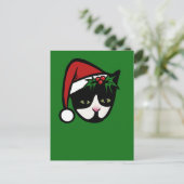 Tuxedo Kat Vrolijk Kerstfeest Briefkaart (Staand voorkant)