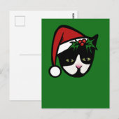 Tuxedo Kat Vrolijk Kerstfeest Briefkaart (Voorkant / Achterkant)