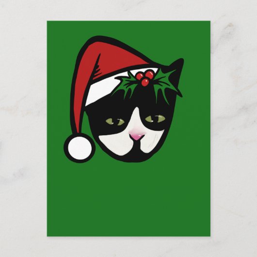 Tuxedo Kat Vrolijk Kerstfeest Briefkaart (Voorkant)
