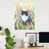 Tuxedo Kat Watercolor Poster (Thuiskantoor)