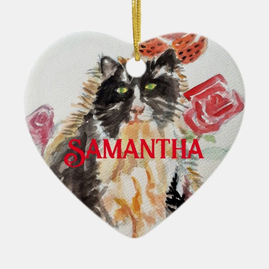 Tuxedo Kat Zwart-wit Childs Naam Decoratie (Voorkant)