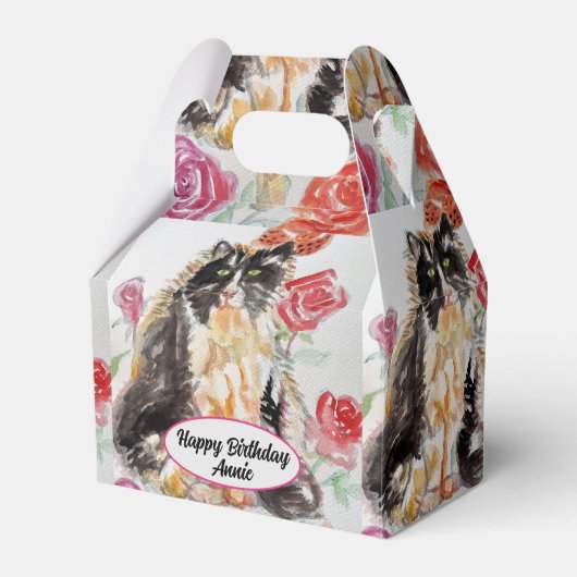 Tuxedo Kat Zwart Wit Katten Leuke Meisjes Favor Bo Bedankdoosjes (Voorkant Zijde)