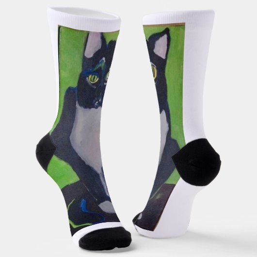 Tuxedo kat zwart/wit sport sok groot  (Gebogen)