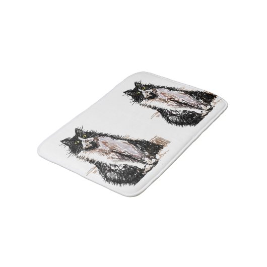 Tuxedo Kat Zwarte en Witte Katten Huisdieren Badma Badmat (Gekanteld)