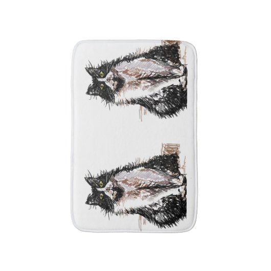 Tuxedo Kat Zwarte en Witte Katten Huisdieren Badma Badmat (Voorkant Verticaal)
