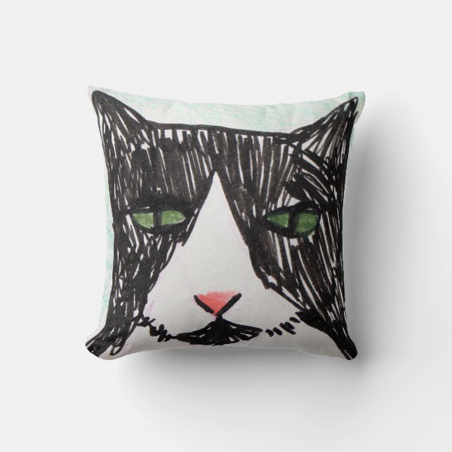 Tuxedo Kat Zwarte en Witte Katten                  Kussen (Voorkant)