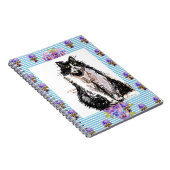 Tuxedo Kat Zwarte en Witte Katten Meisjes Blauwe B Notitieboek (Rechterzijde)