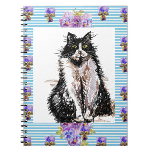 Tuxedo Kat Zwarte en Witte Katten Meisjes Blauwe B Notitieboek