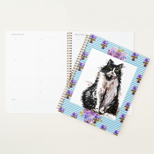 Tuxedo Kat Zwarte en Witte Katten Meisjes Blauwe B Planner (Display)