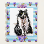 Tuxedo Kat Zwarte en Witte Katten Meisjes Blauwe B Planner (Voorkant)