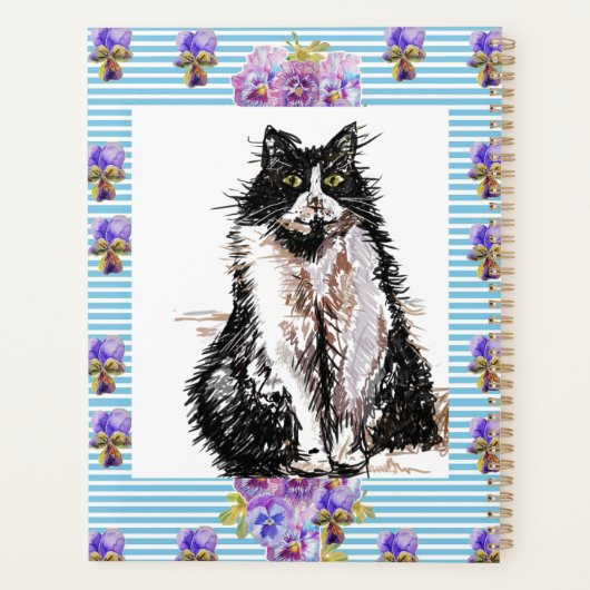 Tuxedo Kat Zwarte en Witte Katten Meisjes Blauwe B Planner (Achterkant)