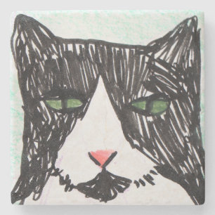 Tuxedo Kat Zwarte en Witte Katten Stenen Onderzetter