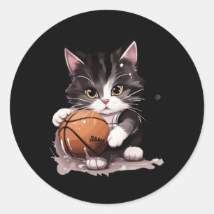 Tuxedo katje speelt Sketchl sportfans  Ronde Sticker