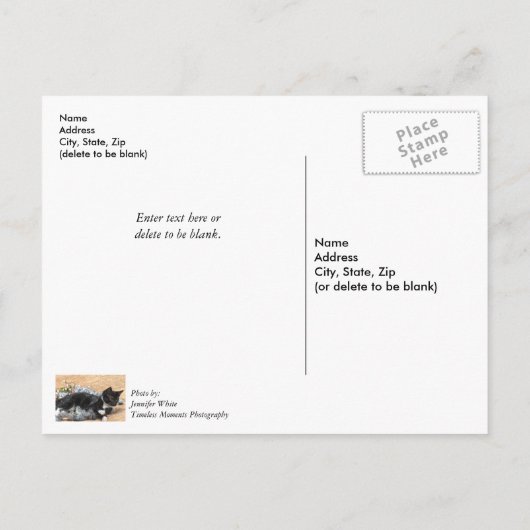 Tuxedo Katje Tinsel en Lichtjes Bedankkaartje Briefkaart (Achterkant)