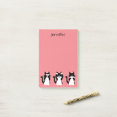 Tuxedo katten | Drie wijze katjes Licht koraal Post-it® Notes (Op bureau)