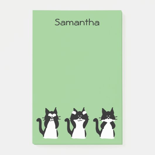Tuxedo katten | Drie wijze katjes Lichtgroen Post-it® Notes (Voorkant)