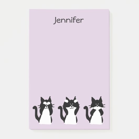 Tuxedo katten | Drie wijze katjes Lichtpaars Post-it® Notes (Voorkant)
