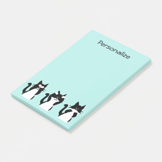 Tuxedo Katten | Drie Wijze Katten Aqua Blue Post-it® Notes (Schuin)
