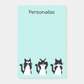 Tuxedo Katten | Drie Wijze Katten Aqua Blue Post-it® Notes (Voorkant)