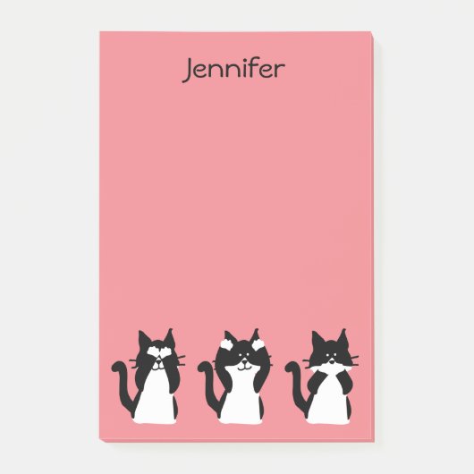 Tuxedo Katten | Drie Wijze Katten Licht Koraal Post-it® Notes (Voorkant)