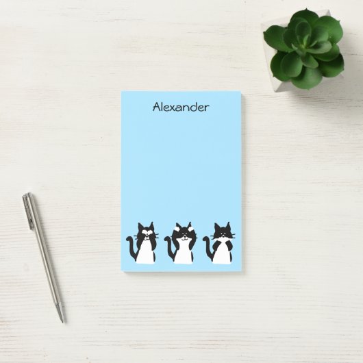 Tuxedo Katten | Drie Wijze Katten Lichtblauw Post-it® Notes (Kantoor)