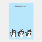 Tuxedo Katten | Drie Wijze Katten Lichtblauw Post-it® Notes (Voorkant)