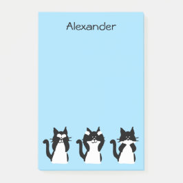 Tuxedo Katten | Drie Wijze Katten Lichtblauw Post-it® Notes