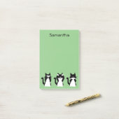 Tuxedo Katten | Drie Wijze Katten Lichtgroen Post-it® Notes (Op bureau)
