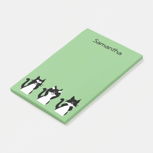 Tuxedo Katten | Drie Wijze Katten Lichtgroen Post-it® Notes (Schuin)