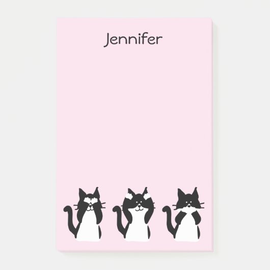 Tuxedo Katten | Drie Wijze Katten Lichtroze Post-it® Notes (Voorkant)