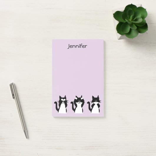 Tuxedo Katten | Drie Wijze Paarse Katten Post-it® Notes (Kantoor)
