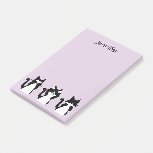 Tuxedo Katten | Drie Wijze Paarse Katten Post-it® Notes (Schuin)